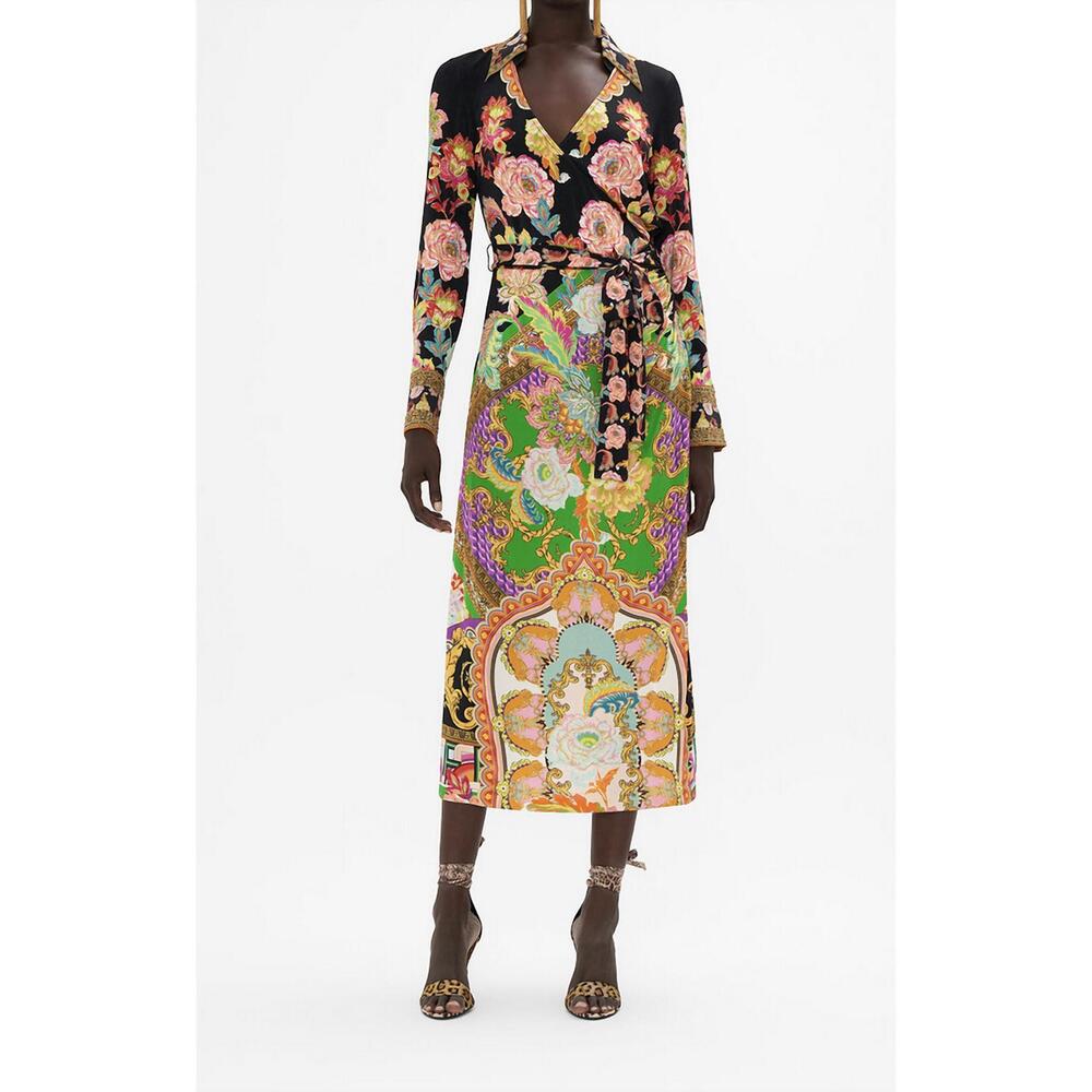 NEW CAMILLA jersey collared dress in sundowners in sicily